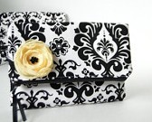 Damask fold over clutch 