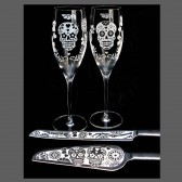 Dia De Los Muertos Champagne Flutes Wedding Cake server set