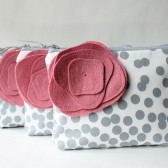 Cosmetic Bag Zipper Pouch Set, Bridesmaid Gift, Grey and Pink