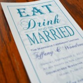 Eat, Drink, and Be Married Peacock Wedding Program