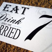Eat, Drink, and Be Married Peacock Table Number Signs