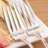 Let Them Eat Cake Forks, Wedding Silverware, Wedding Cake Forks