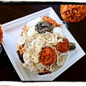 Rustic Bridal Bouquet- Fall Bouquet Fabric and Sola Flower Bouquet Alternative Bouquet Keepsake Bouquet