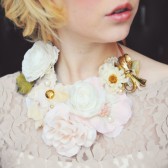 Floral Necklace with Vintage Brooch and Pearls