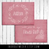 Will You Be My Flower Girl card with laurel