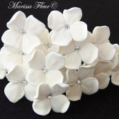 Bridal Hair Pins, Set Of 6 Hair Pins, White Or Ivory Hydrangeas With Swarovski Rhinestones