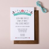 Folksy Floral Wedding Invitation