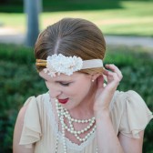 The Daisy - Lace and Flower Gold Headband