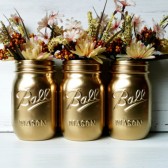 Gold Painted Ball Mason Jars - Pint size