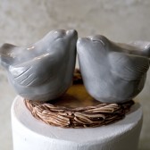 Gray Love Bird Cake Topper