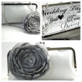 Bridal clutch fabric flower pin 