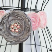 Bridal sash gray and pink 
