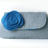 Bridesmaid Clutch in Gray and Blue