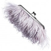 Ostrich Feather Clutch - Dove Grey