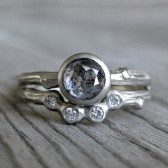 Rose Cut Diamond Branch Wedding Ring Set