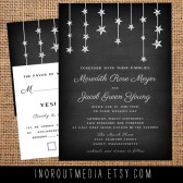 Chalkboard Hanging Stars rustic wedding invtiations