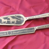 Cowboy wedding cake server and knfie set