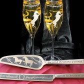 Western Wedding Cake Server & Knife, Champagne Flute Set, Personalized