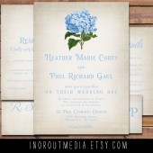 Rustic Wedding Suite - The Hydrangea - Shabby Chic and vintage flower invitations