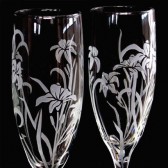 Stargazer Lilies Champagne Flutes
