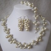 Princess Set wedding necklace, bridal necklace, earrings, swarovski pearl necklace, bracelet, wedding jewelry bridal jewelry pearl necklace