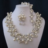  Queen Set cluster bridal jewelry, pearl necklace, bracelet, and earrings, swarovski pearls, wedding jewelry, bridal jewelry, pearl necklace