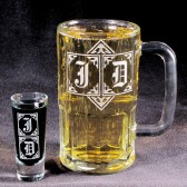 Best Man Gift, Monogrammed Beer Mug Shot Glass Set