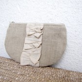 pleated linen clutch