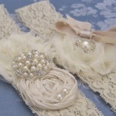 Vintage Ivory Wedding Garter Set