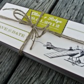 Wedding Save The Date- Vintage and Airplane inspired invitations 