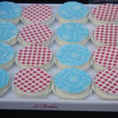 Pink Dot and Blue Lace Chocolate Covered Oreos