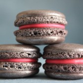 Metallic Silver Shimmer French Macaron with White Chocolate Strawberry Neon Ganache