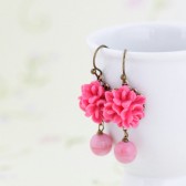 Pink Flower Earrings