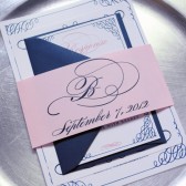 Navy and Pink Wedding Invitations