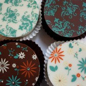 Teal Green Damask and Retro Flower Chocolate Covered Oreos