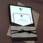 Rustic Burlap Mason Jar Windmill Pocketfold Wedding Invitation Set