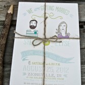 Wedding Invitation: Rustic and Retro Illustrated boho style