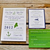Wedding Invitation: Modern and Nautical Anchor - Green and Navy 