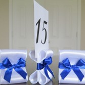 Ribbon Table Number Holder (White & Royal Blue)