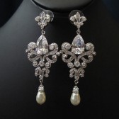  Butterfly pearl- bridal earrings wedding earrings chandelier cubic zirconia earrings dangle earring, wedding jewelry bridal Jewelry