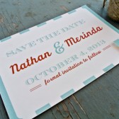 Save The Date PostCard: Modern and Retro Stripes 