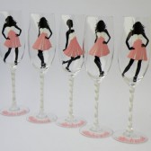 Hand painted Bridal shower party Personalized Champagne glasses customized silhouette portraits
