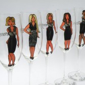 SALE Hand painted Bridal shower party Personalized Wine glasses Portraits and bridesmaids dresses