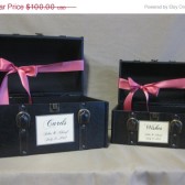 Vintage Style Set of Wedding Card Holder Train Case