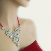 Bridal Silver Bib Necklace Old Hollywood