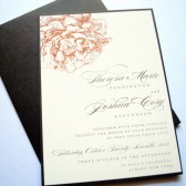 Orange and Brown Peonies Wedding Invitations