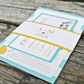 Wedding Invitation: Rustic Modern Stripes and Vintage Bicycle