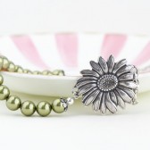 Green Pearl Sunflower Necklace