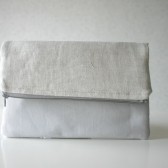 Silver Linen fold over clutch