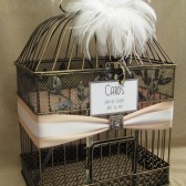 Deluxe Wedding Card Box Holder / White Ostrich Feathers / Art Deco / Birdcage Card Holder
